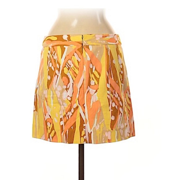 J.Crew Yellow & Orange Water Color Mini Skirt - Picture 2 of 4